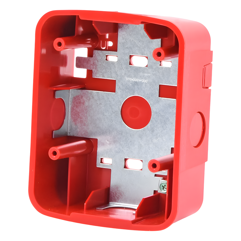 Caja de Montaje en Pared para Bocina y Bocina con Lampara Estroboscopica y para montaje en Techo de Bocinas, Color Rojo