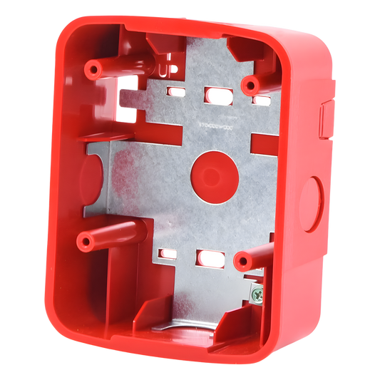 Caja de Montaje en Pared para Bocina y Bocina con Lampara Estroboscopica y para montaje en Techo de Bocinas, Color Rojo