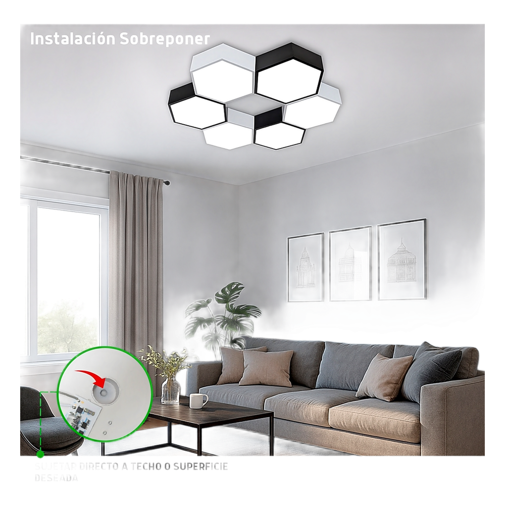 Lampara LED Poligonal de 18 W / 1 800 lm / 127-265V~50/60Hz / Acabado Blanco Mate / Angulo de Luz 140° / Dimensiones 230 x 100 mm (Largo y Alto)