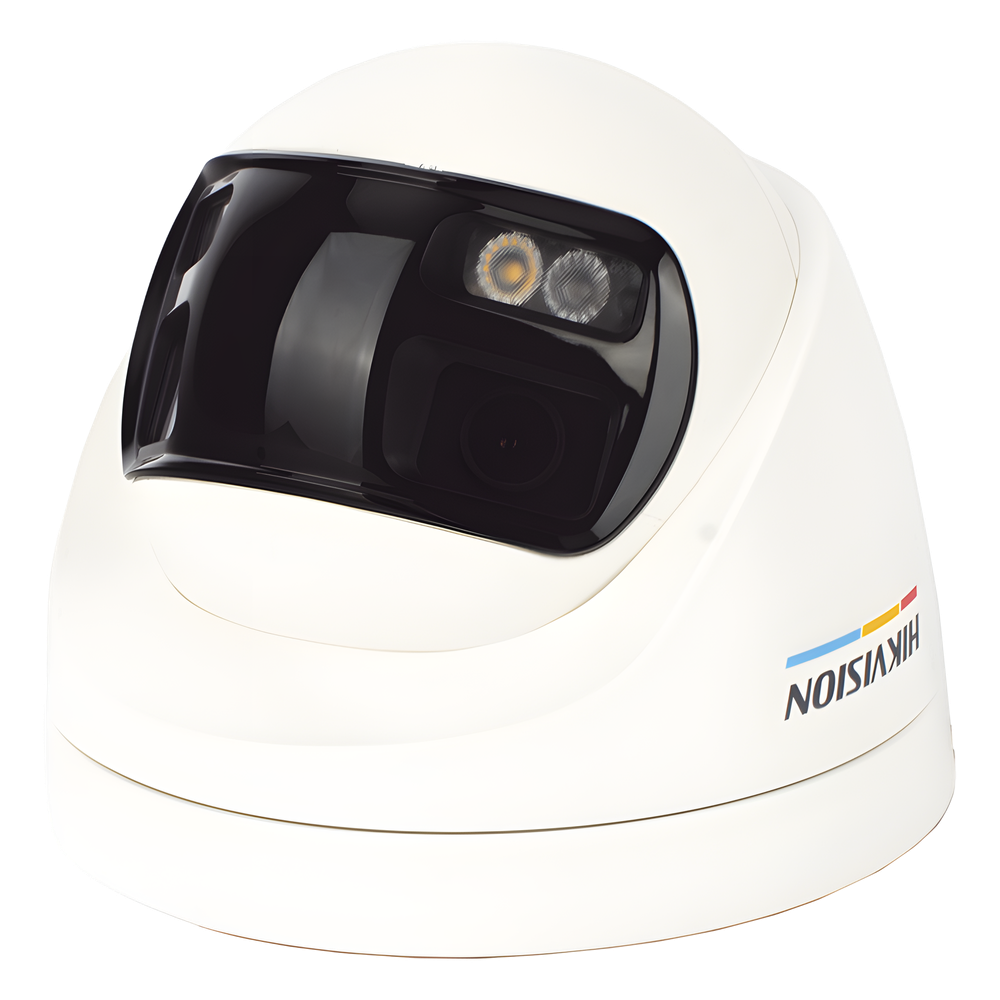 [ColorVu + Panoramica + Dual Light] Turret TURBOHD 3K (5 Megapixel) / Micrófono Integrado / Visión 180° / Imagen a Color 24/7 / 40 mts Luz Blanca +