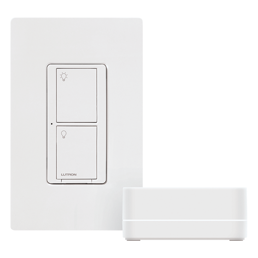 Kit de inicio Caseta Wireless con hub Smart Bridge, interruptor on/off inteligente de 5 A con neutro y placa Claro, control por app y asistentes de