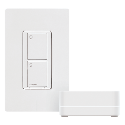 Kit de inicio Caseta Wireless con hub Smart Bridge, interruptor on/off inteligente de 5 A con neutro y placa Claro, control por app y asistentes de