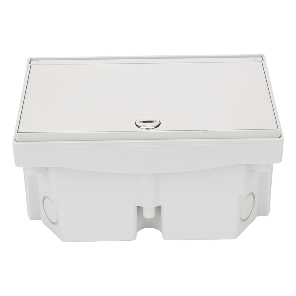 Caja de Suelo Estanca IP66 para Interior y Exterior / Protección contra Polvo y Agua / Sistema de Drenaje Integrado / Cierre Manual o de Seguridad