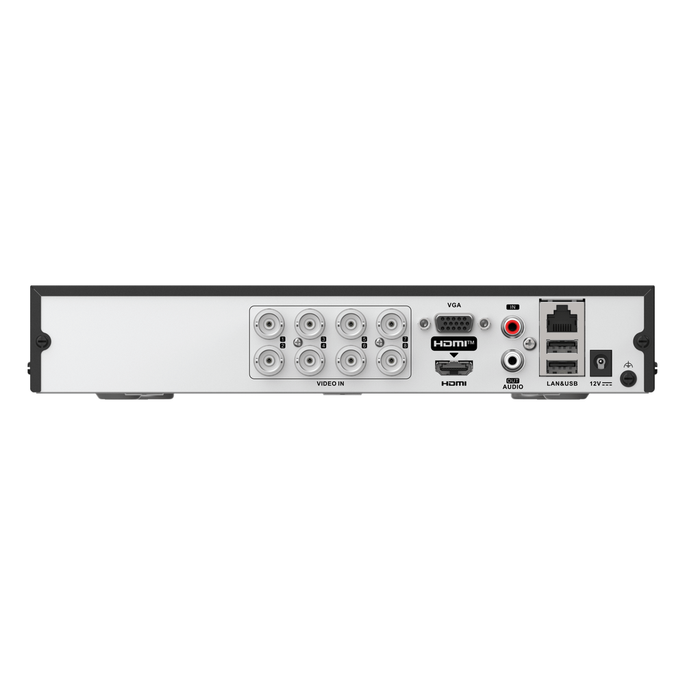 DVR 8 Canales TurboHD + 8 Canales IP / 8 Megapíxel (4K) / Audio Bidireccional / Detección de movimiento 2.0 / 1 Bahía de Disco Duro / H.265+ / Salida