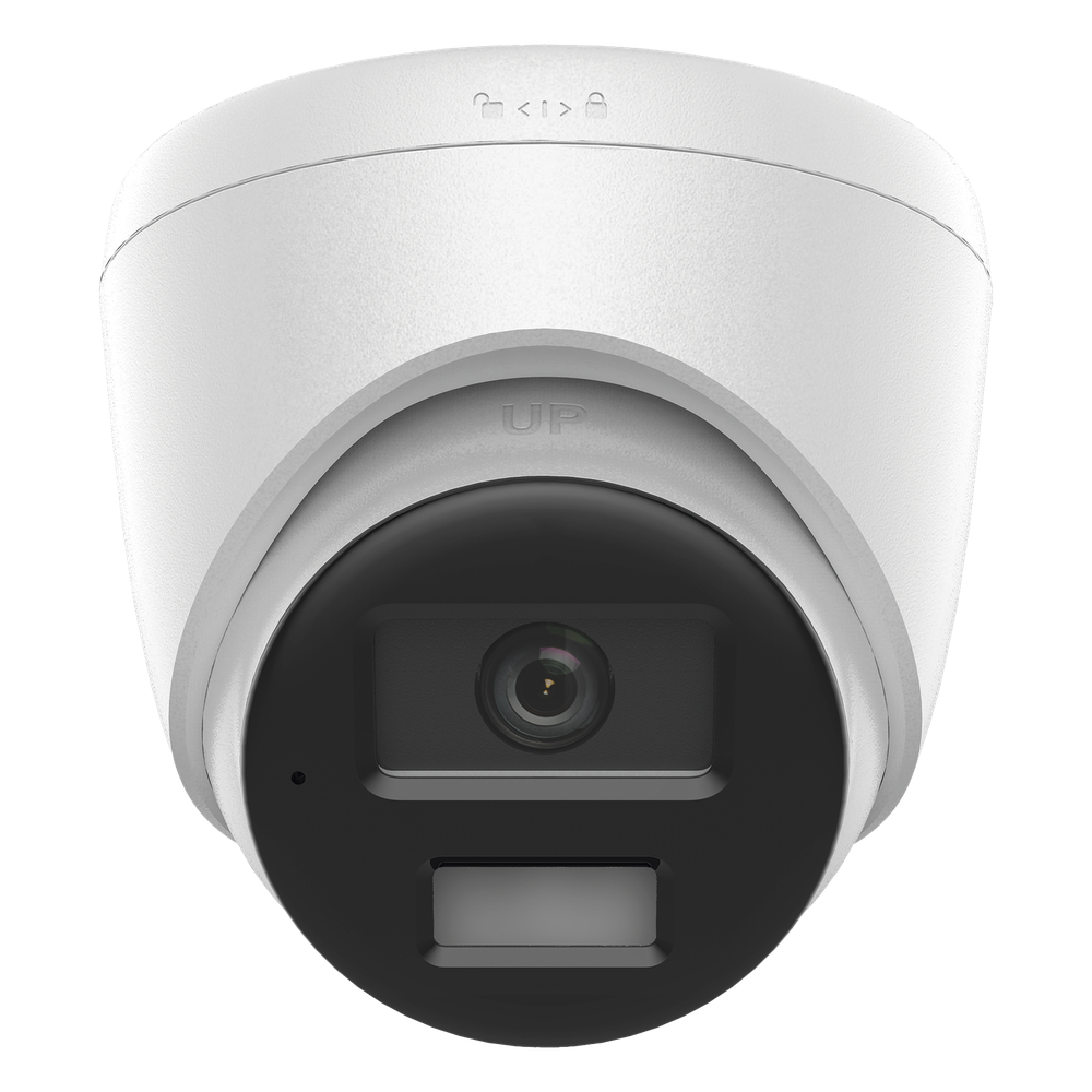 [Dual Light] Turret IP de 2 Megapixel / Lente 2.8 mm / Ángulo de visión 101° / 20 mts IR + 15 mts Luz Blanca / Micrófono Integrado / ACUSENSE Lite
