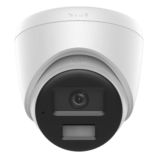 [Dual Light] Turret IP de 2 Megapixel / Lente 2.8 mm / Ángulo de visión 101° / 20 mts IR + 15 mts Luz Blanca / Micrófono Integrado / ACUSENSE Lite