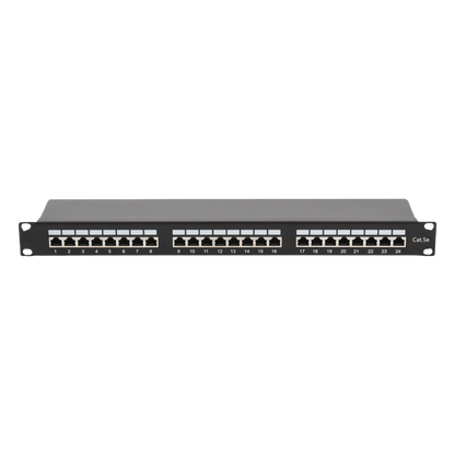 Panel de Parcheo de Impacto Blindado (STP) de 24 Puertos Cat5e, 19 Pulgadas