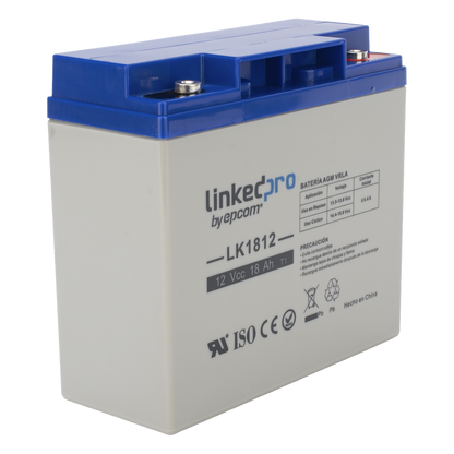 Batería de respaldo 12 V | 18 Ah | AGM | Especial para Seguridad Electrónica | UPS | Sistemas de Emergencia | Vida útil 5 años | Terminales M5