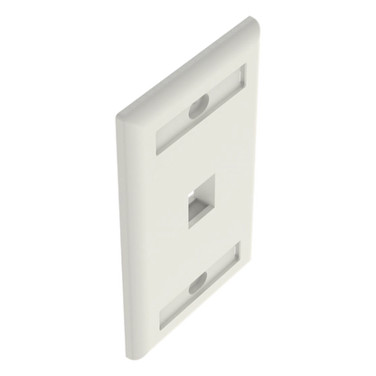 Placa de Pared Vertical, Salida Para 1 Puerto Keystone, Con Espacios Para Etiquetas, Color Blanco Mate