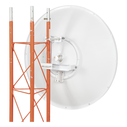 Antena direccional de 3ft, 4.9 a 6.5 GHz, Ganancia 34 dBi, Conectores N-hembra, Polarización doble, incluye montaje para torre o mástil