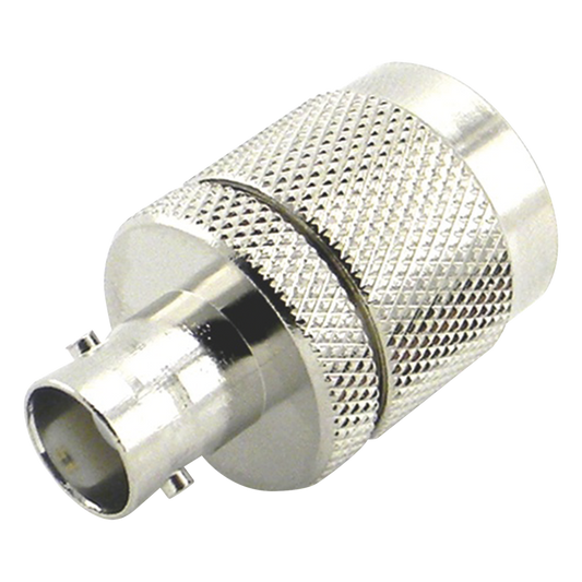 Adaptador en Línea de Conector N Macho a BNC Hembra, Plata/ Oro/ Teflón