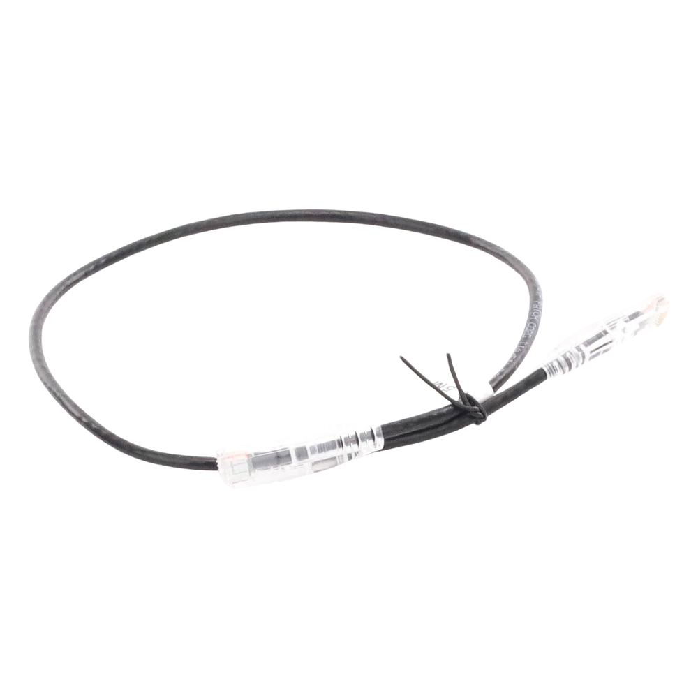 Cable de Parcheo Slim UTP Cat6A - 0.5 Metros (1.64 Pies) Negro, Diámetro Reducido (28 AWG)