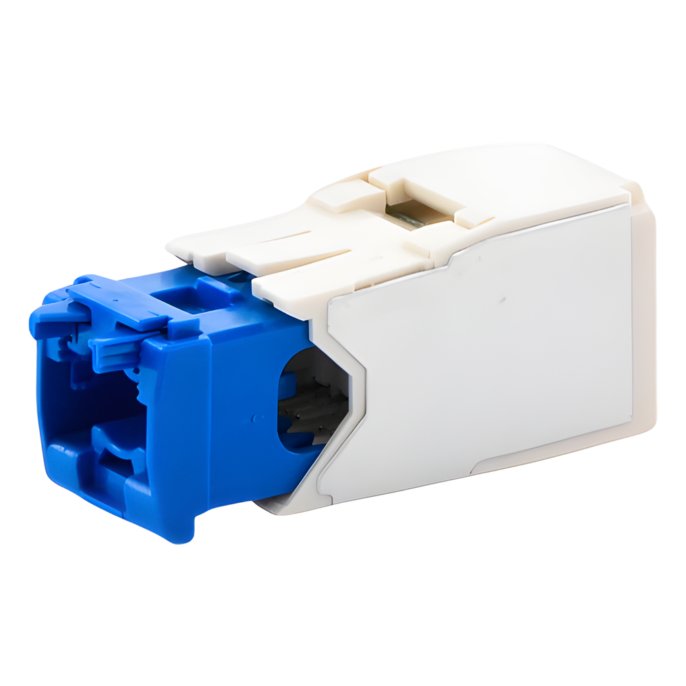 Conector Jack RJ45 Estilo TG, Mini-Com, Categoría 6A, de 8 Posiciones y 8 Cables, Color Blanco Mate
