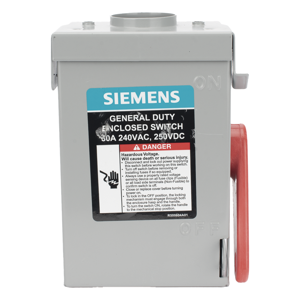 Interruptor de Seguridad GNF221RA, 240Vca, 2 polos, 30 Amp, sin portafusibles, Nema 3R.