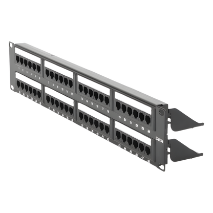 Panel de Parcheo de Impacto (110) UTP de 48 Puertos Cat5e 19 Pulgadas (48.26 cm), 2U con Barra para Organizar Cable