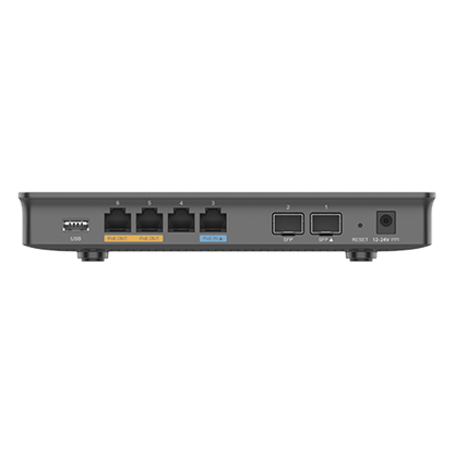 Router Gigabit VPN / Balanceador de cargas / 30,000 sesiones NAT / 4 puertos 10/100/1000 Mbps + 2 puertos SFP (WAN/LAN) / 1 puerto entrada PoE(af/at)