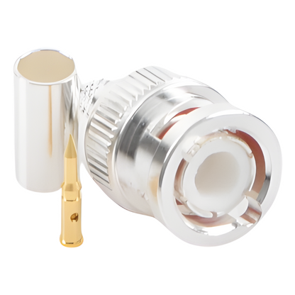 Conector BNC Macho de Anillo Plegable para Cable LP-142, LP-195, LMR-195, RG-58/U, RG-142/U, Plata/Oro/Teflón