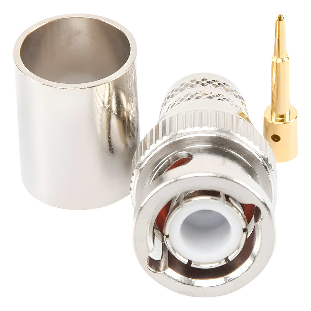 Conector BNC Macho de Anillo Plegable para RG-8/U, LMR-400, 9913, CNT-400, Níquel/ Oro/ Teflón