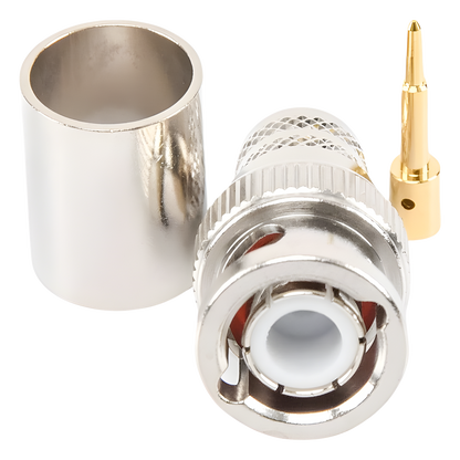 Conector BNC Macho de Anillo Plegable para RG-8/U, LMR-400, 9913, CNT-400, Níquel/ Oro/ Teflón