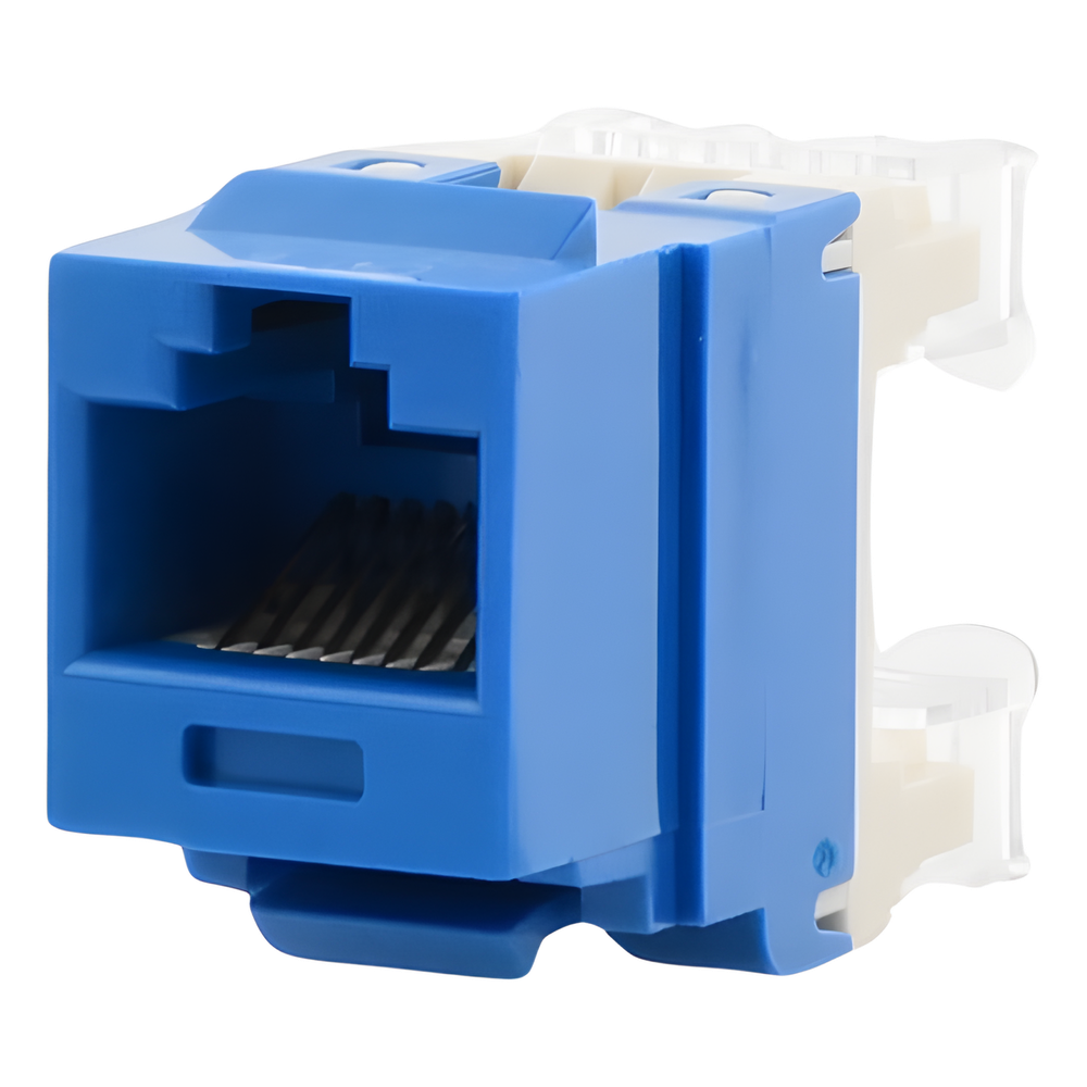 Conector Jack Estilo 110 (de Impacto), Tipo Keystone, Categoría 6, de 8 Posiciones y 8 Cables, Color Azul