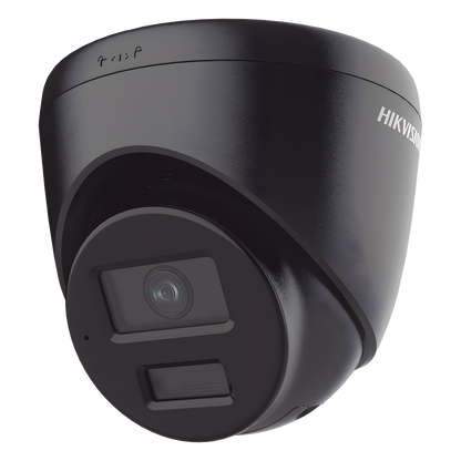 [Dual Light] Turret IP 4 Megapixel / Color Negro / Lente 2.8 mm / 30 mts IR + 30 mts Luz Blanca / Micrófono Integrado / ACUSENSE Lite / Exterior IP67