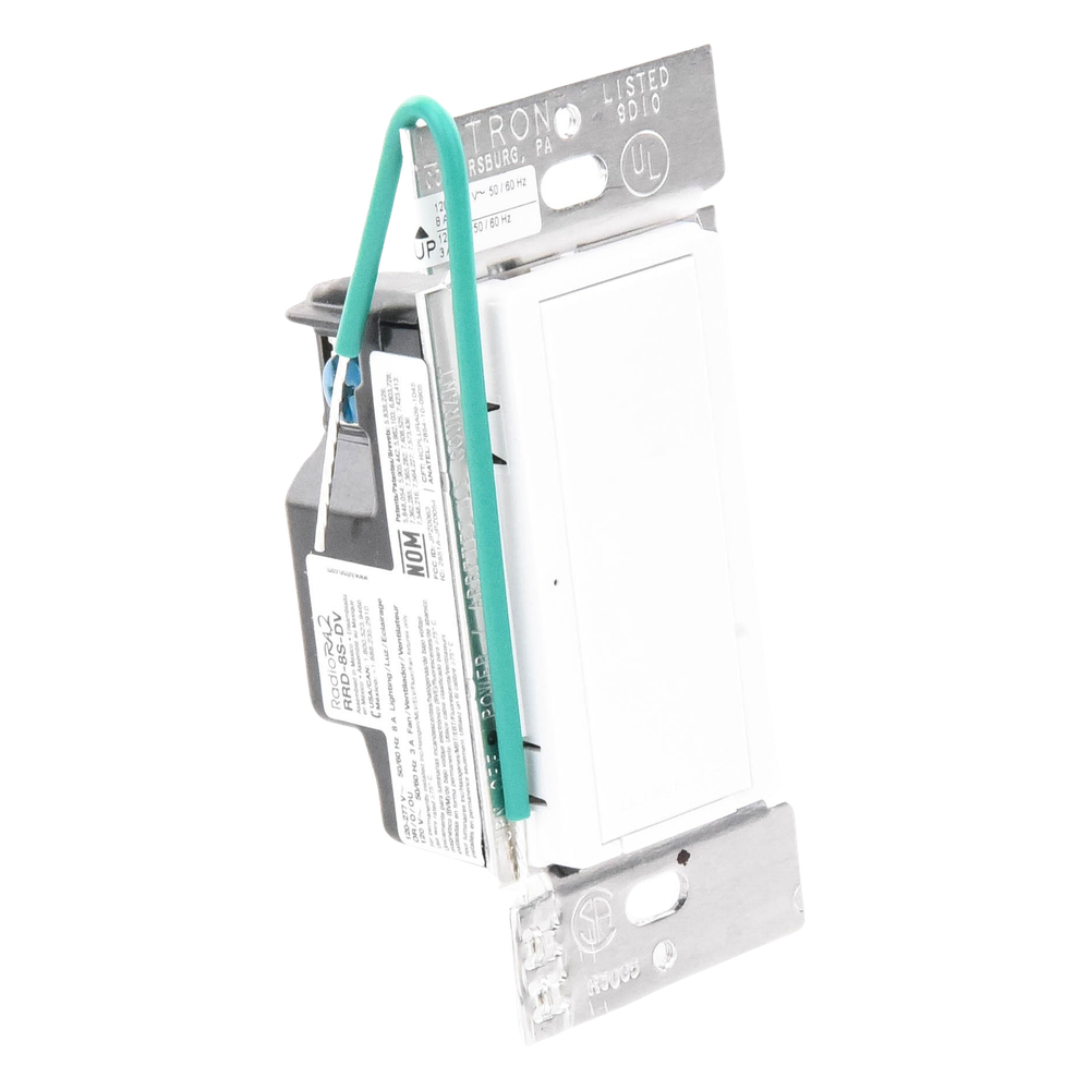 Interruptor de pared on/off para sistema RadioRA 2, doble voltaje 120/277 V, 8 A en iluminación y motores de 1/10 HP (3 A), dos hilos sin cable