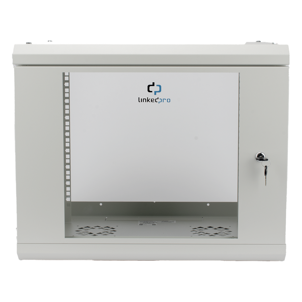 Gabinete de Pared de 9U con Puerta de Cristal Templado, 479.5 mm de Profundidad, Rack de 19'', Acero Reforzado, Color Blanco