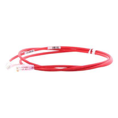 Cable de Parcheo UTP Cat6A, CM/LSZH, Diámetro Reducido (28AWG), Color Rojo, 1.52 Metros (5 Pies)