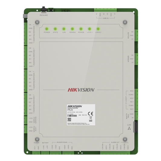 Controlador de Acceso 2 Puertas Administrable en la Nube con Hik-Connect Teams / Interfaz Web / 4 Lectores de Huella o Tarjeta / 100,000 Tarjetas