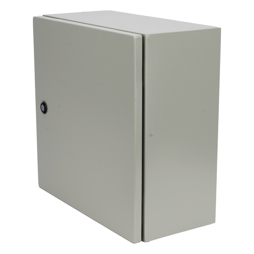 Gabinete de Acero IP66 Uso en Intemperie (400 x 400 x 200 mm) con Placa Trasera Interior de Metal y Compuerta Inferior Atornillable (Incluye Chapa y