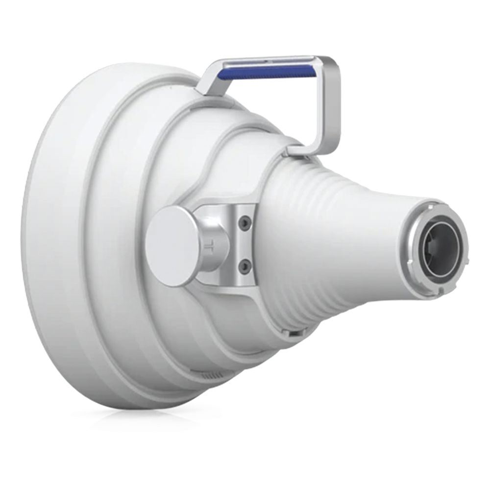 Antena Sectorial 30° tipo Horn para Multipunto, 19.5 dBi. Rango extendido 5.15 - 6.875 GHz. Alto aislamiento al ruido. Compatible solo con AF5XHD