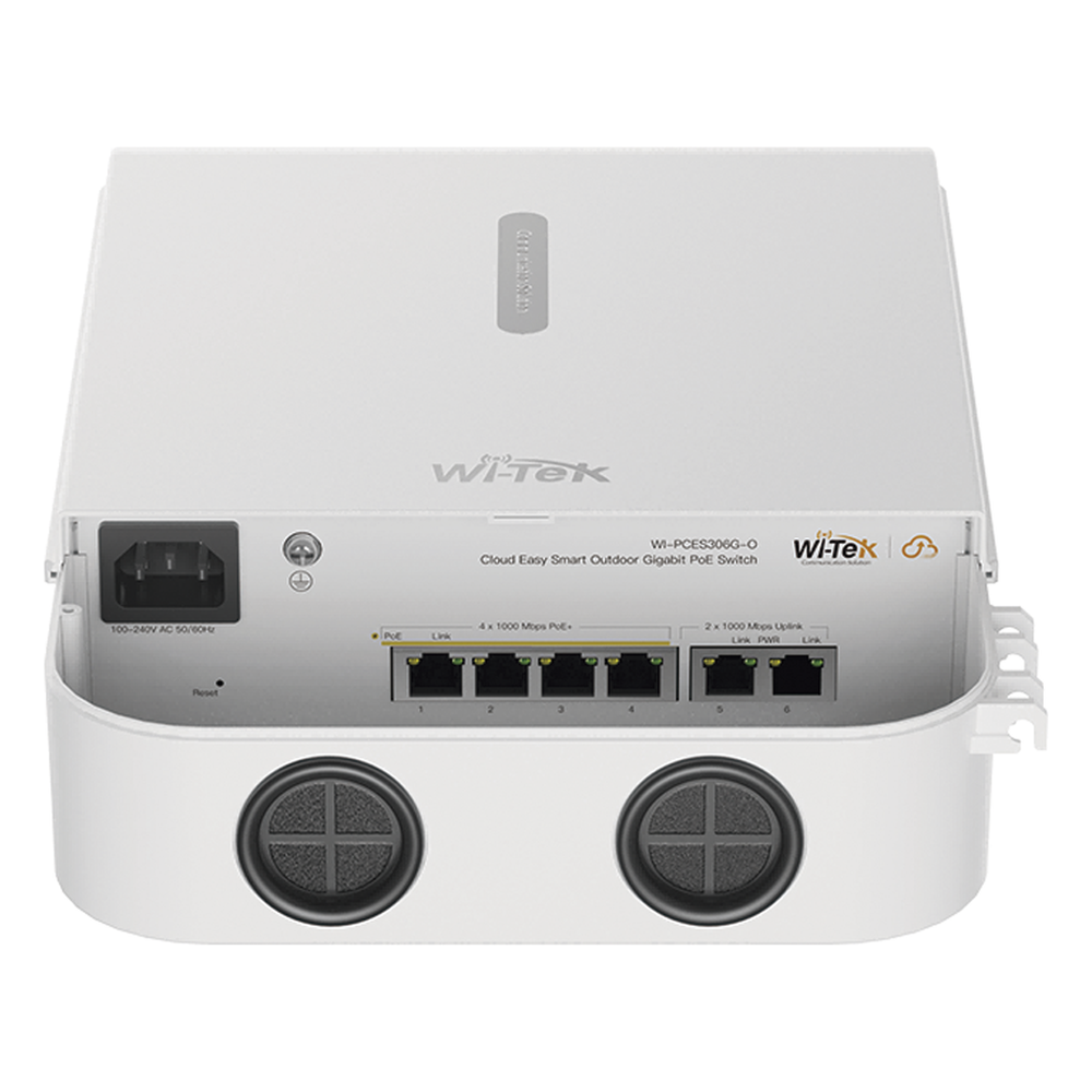 Switch PoE para Exterior / Administración en la nube /4 puertos RJ45 PoE de 10/100/1000 Mbps, 2 puertos RJ45 uplink de 10/100/1000 Mbps/ Presupuesto