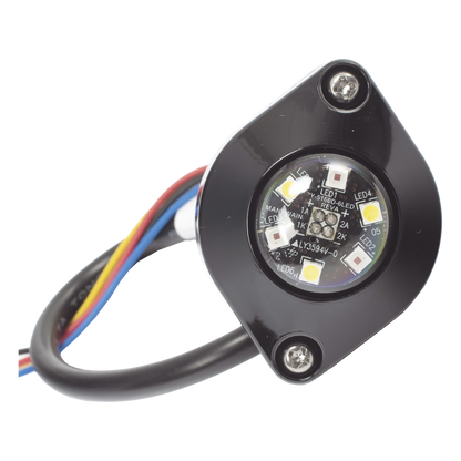 Estrobo Oculto de 6 LED, Rojo/Azul, Lente Transparente, Bisel Negro