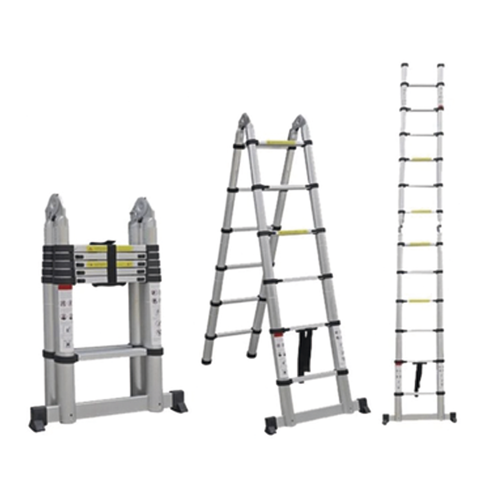 Escalera Telescópica de Aluminio Tipo Tijera de 1.9 + 1.9 Metros de Altura