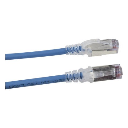 Patch Cord Skinny Cat6A Blindado S/FTP, 2.13 Metros (7 Pies), Diámetro Reducido 28 AWG, Color Azul