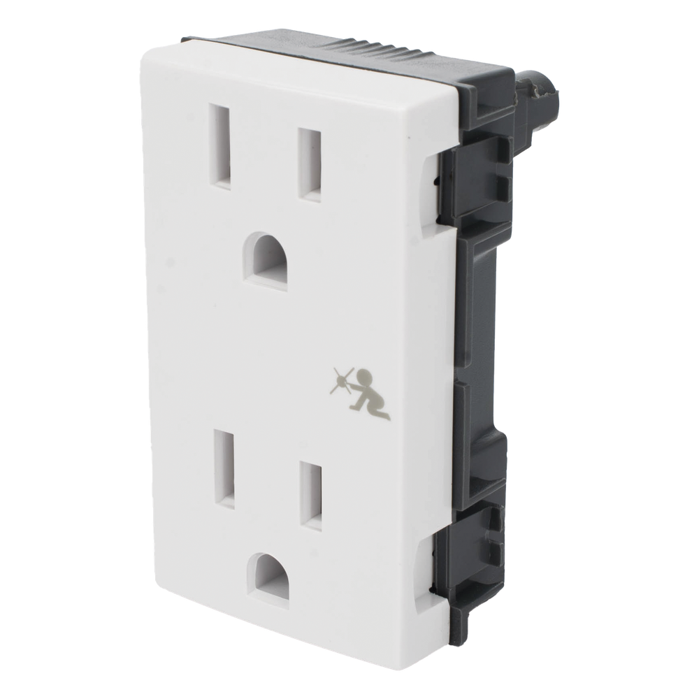 Módulo Dúplex de Contactos Eléctricos 10A 127V Color Blanco / Compatible con Cajas para Pavimento SM-CPAV-2 y SM-CPAV-4 / Requiere Adaptador