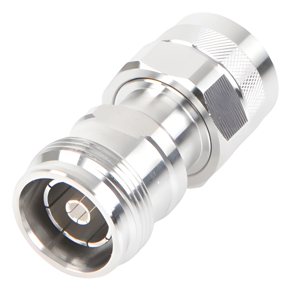 Adaptador en Línea de Conector 4.3-10 Hembra a N Macho, Bronce Blanco/ Plata/ Teflón