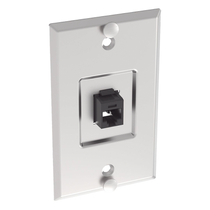 Placa de Pared Telefónica, Salida de 1 Puerto Keystone, con Jack Cat6 Estilo 110 de Impacto, de Acero Inoxidable