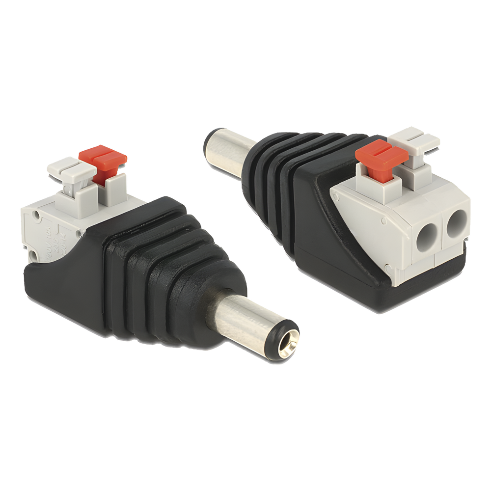 Adaptador Tipo Jack de 3.5 mm Macho Polarizado de 12 Vcc con Terminales de Presión