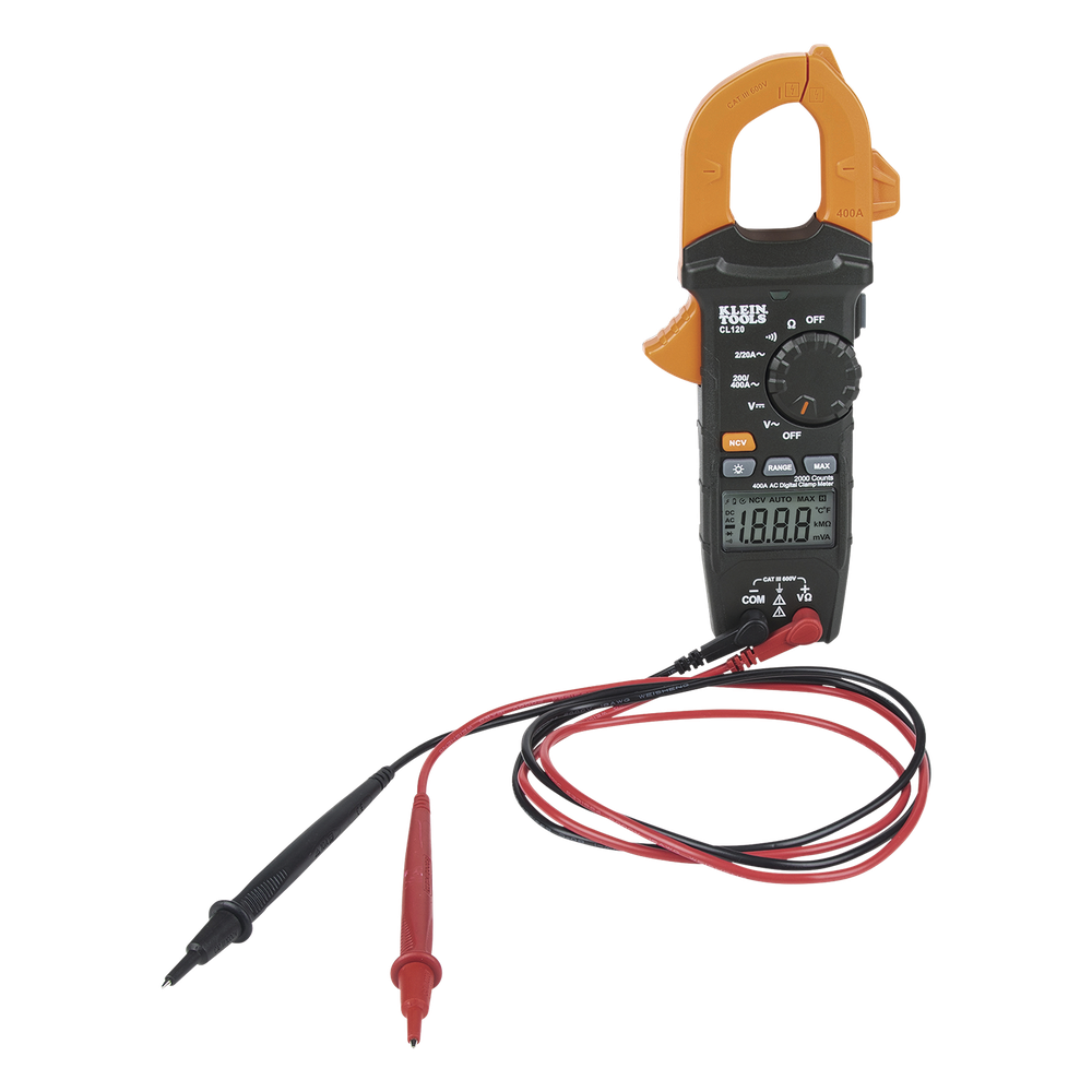 Kit de Amperímetro de Gancho (400A CA) con Probador de Fase y Divisor (para medir corriente sin cortar el cable).