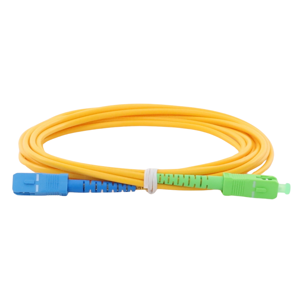 Jumper de Fibra Óptica Monomodo SC/UPC-SC/APC Simplex, Color Amarillo, 3 Metros (9.84 Pies), 3 mm