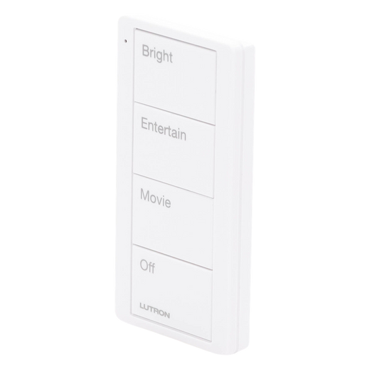 Control Pico inalámbrico de 4 botones con escenas grabadas para sala (Bright, Entertain, Movie y Off), compatible con Caseta Wireless y RA2 Select