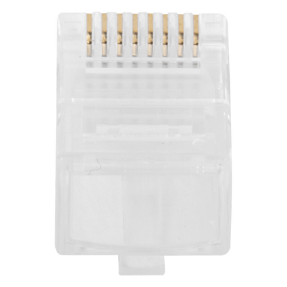 Bote con 100 Plugs Pass Through RJ45 Cat6 sin Blindaje, Chapado de Oro a 30 Micras para Durabilidad Extrema