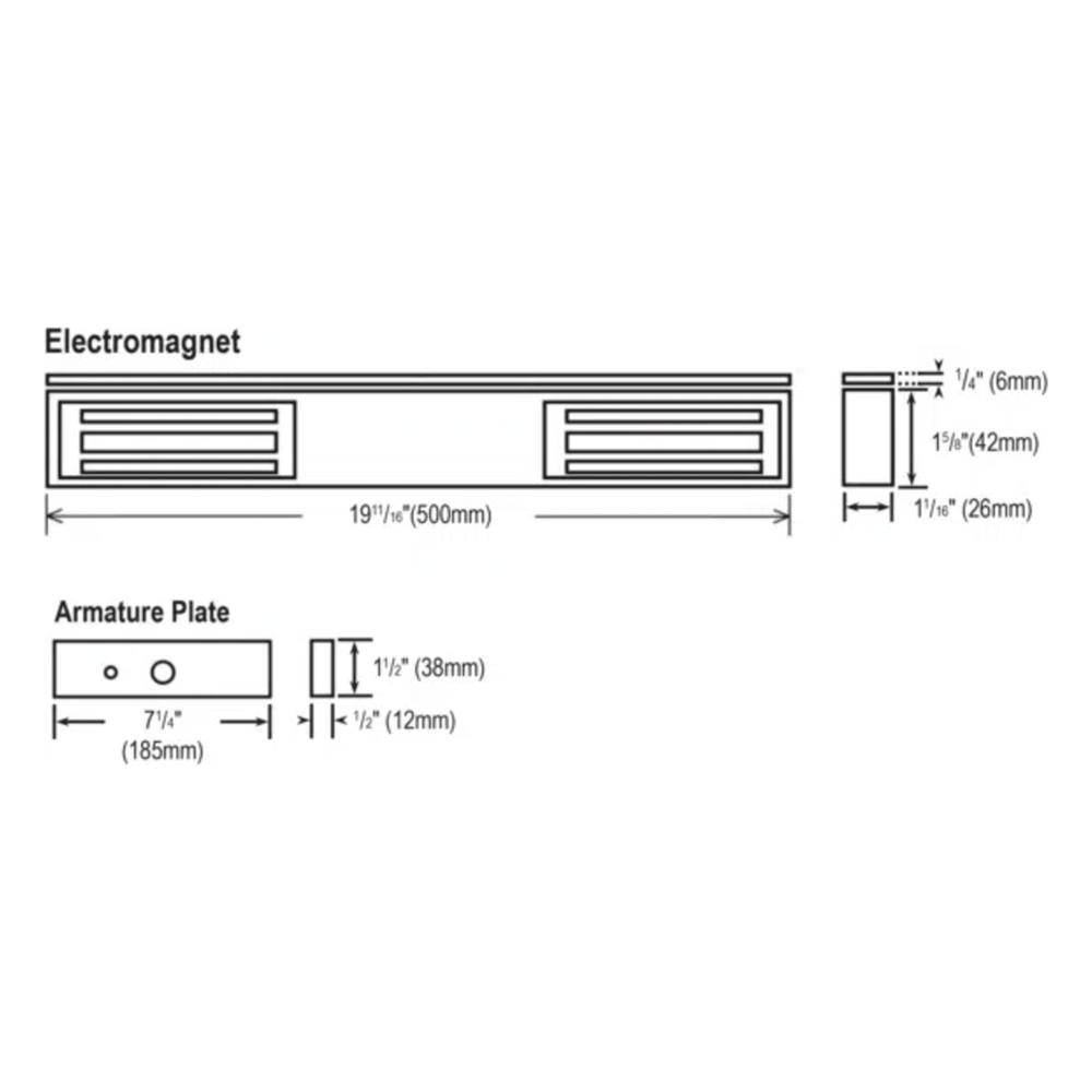 Chapa Magnética Doble 600 Lbs por Lado / Led de Estado / Libre de Magnetismo Residual / Sensor de Adherencia / UL