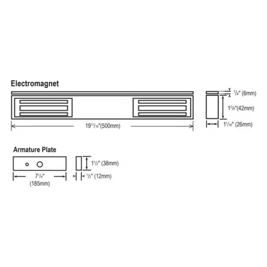 Chapa Magnética Doble 600 Lbs por Lado / Led de Estado / Libre de Magnetismo Residual / Sensor de Adherencia / UL