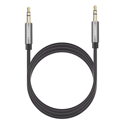 Cable Auxiliar 2 Metros / Conector 3.5mm a 3.5mm / Macho a Macho / Cubierta de TPE / Carcasa de Aluminio / Color Negro