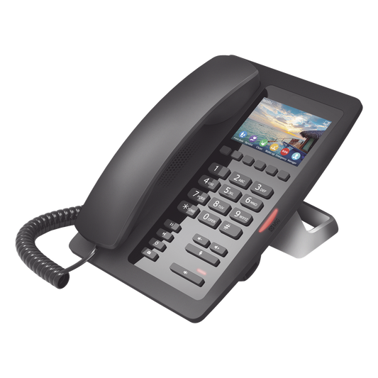 (H5W Color Negro)Teléfono IP WiFi para Hotelería, profesional de gama alta con pantalla LCD de 3.5 pulgadas a color, 6 teclas programables para