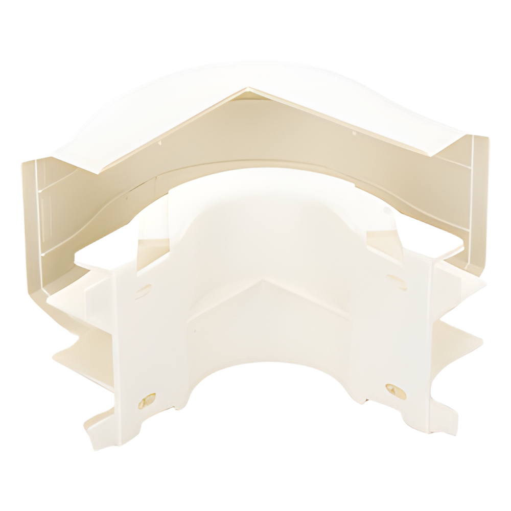 Esquinero exterior, para uso con canaleta T45, Material PVC Rígido, Color Blanco Mate