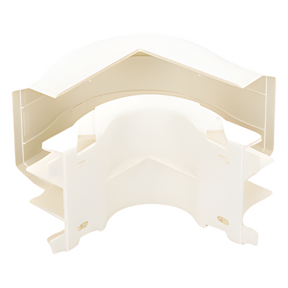 Esquinero exterior, para uso con canaleta T45, Material PVC Rígido, Color Blanco Mate