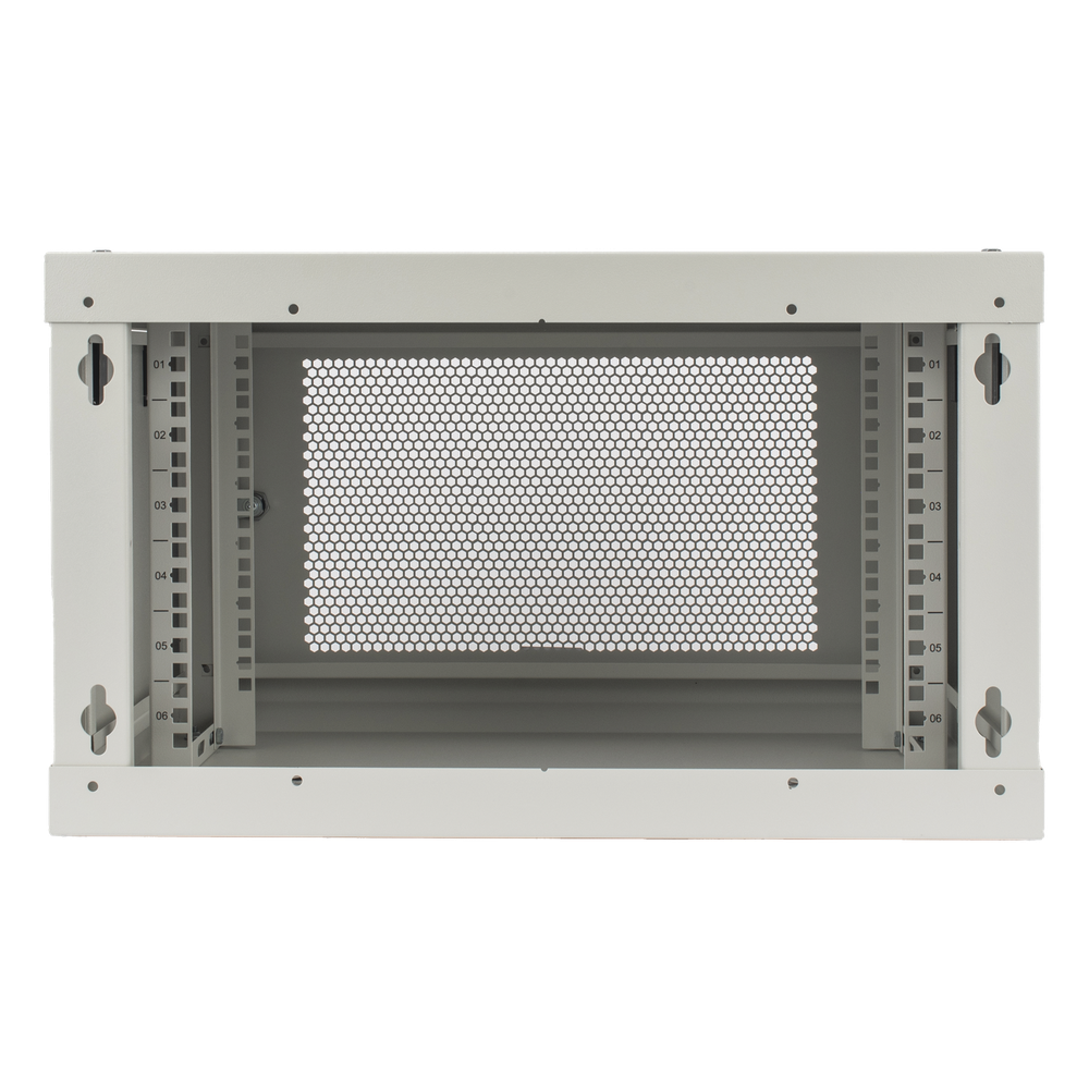 Gabinete de Pared de 6U con Puerta Perforada, 455 mm de Profundidad Total, Rack de 19'', Acero Reforzado Color Blanco